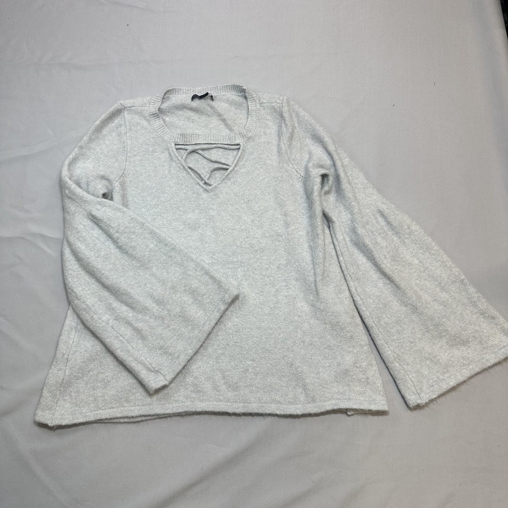 American Eagle Outfitters Sweater Pullover Womens L Gray Casual Boho Bell Sleeve